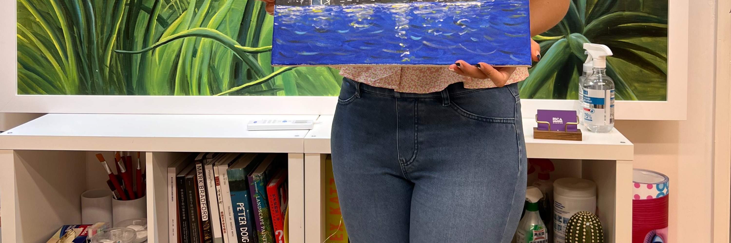 Rica Art Space Hong Kong Skyline painting Pointillism